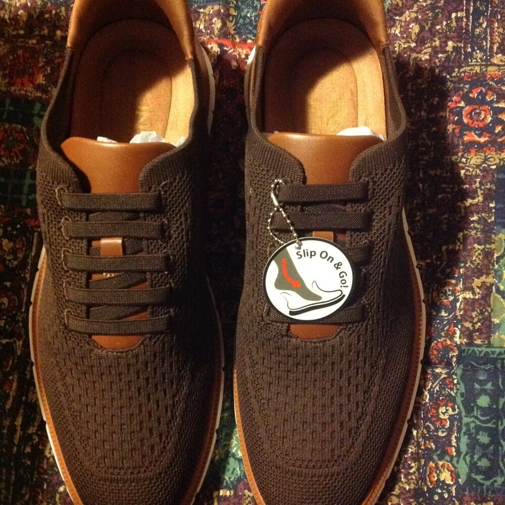 Marc Joseph Men's Edison Street Slip On Dark Brown Knit Oxfords-11.5 -New in Box